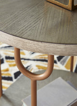 Ranoka Platinum Ash Veneer Silvertone Metal Tubular Legs Wood Round Cocktail Table - Ella Furniture
