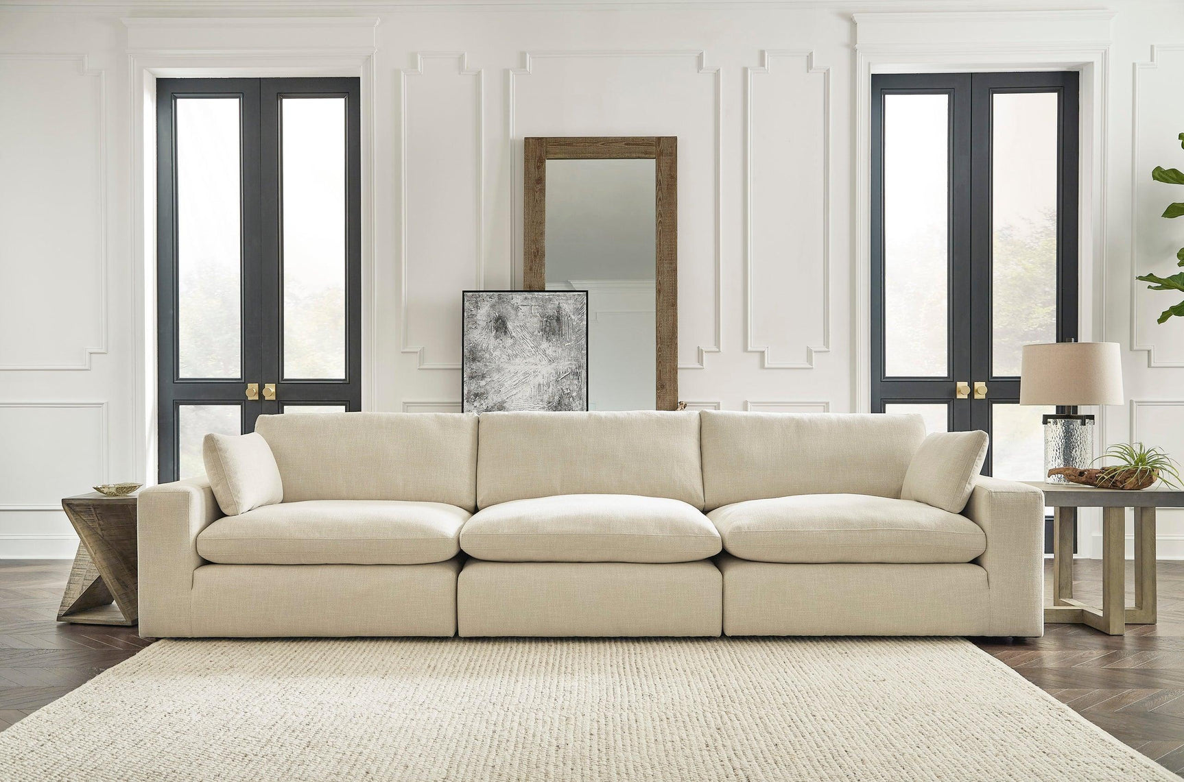 Linen Modern Contemporary Solid Wood Feather Fiber Blend High Quality Oversized Sectional - Ella Furniture