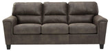 Ashley Smoke Modern Contemporary Solid Wood Faux Leather Upholstered Sofa & Loveseat Set - Ella Furniture