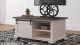 Two Tone Gray/Antique White Contemporary Lift Top Storage Rectangular Cocktail Table - Ella Furniture