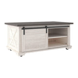 Two Tone Gray/Antique White Contemporary Lift Top Storage Rectangular Cocktail Table - Ella Furniture