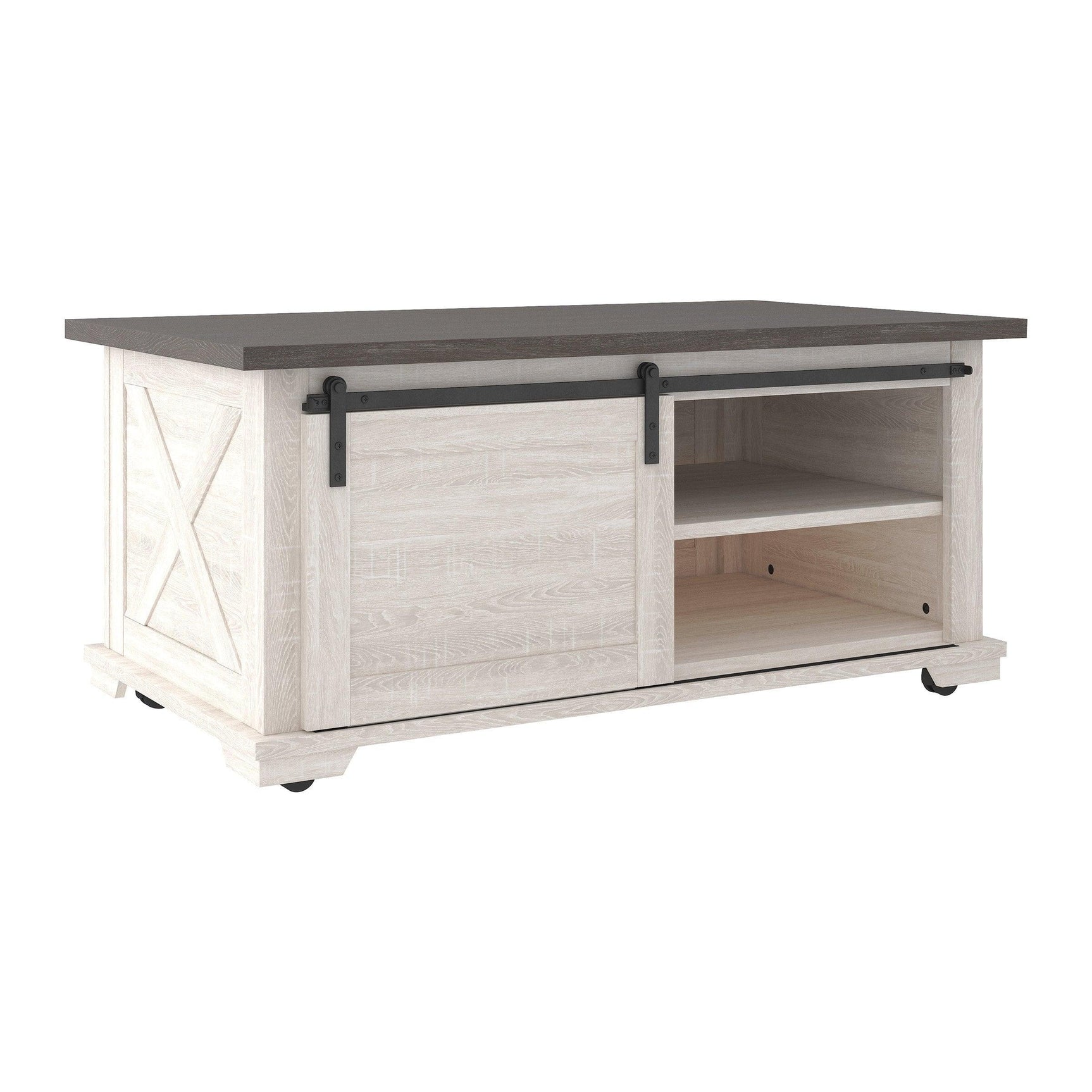 Two Tone Gray/Antique White Contemporary Lift Top Storage Rectangular Cocktail Table - Ella Furniture