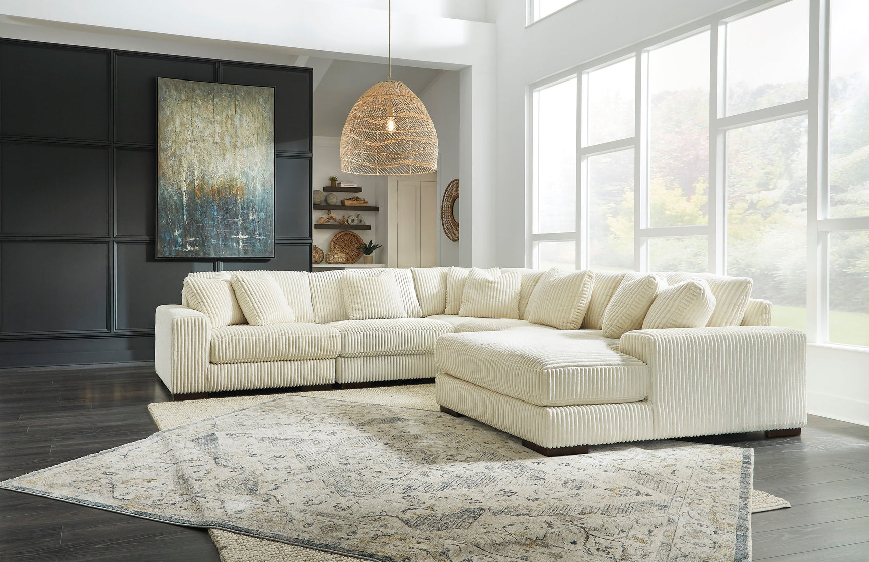 Tuleven Ivory 6-Piece Sectional RAF Chaise