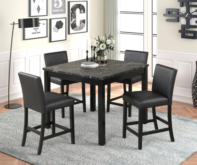 Dior Oynx Black Marble Top And Faux Leather Dining Room Set - Ella Furniture
