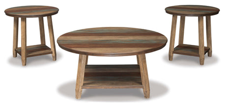 Multi-color Modern Contemporary Solid Wood And Veneers Round Occasional Table Set - Ella Furniture