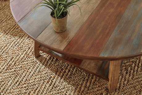 Multi-color Modern Contemporary Solid Wood And Veneers Round Occasional Table Set - Ella Furniture