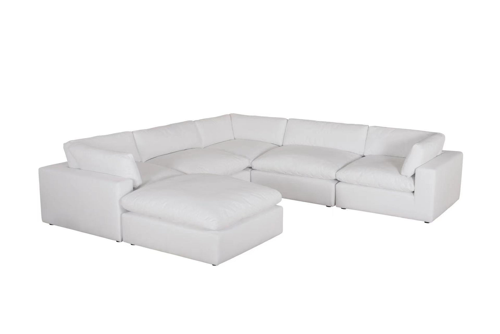 Xl Cloud White Sectional + Ottoman Set - Ella Furniture