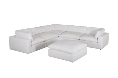 Xl Cloud White Sectional + Ottoman Set - Ella Furniture
