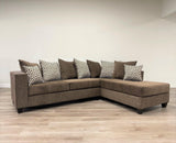 Hollywood Mocha Modern Contemporary Solid Wood Thick Fabric Chenille Upholstered Sectional - Ella Furniture