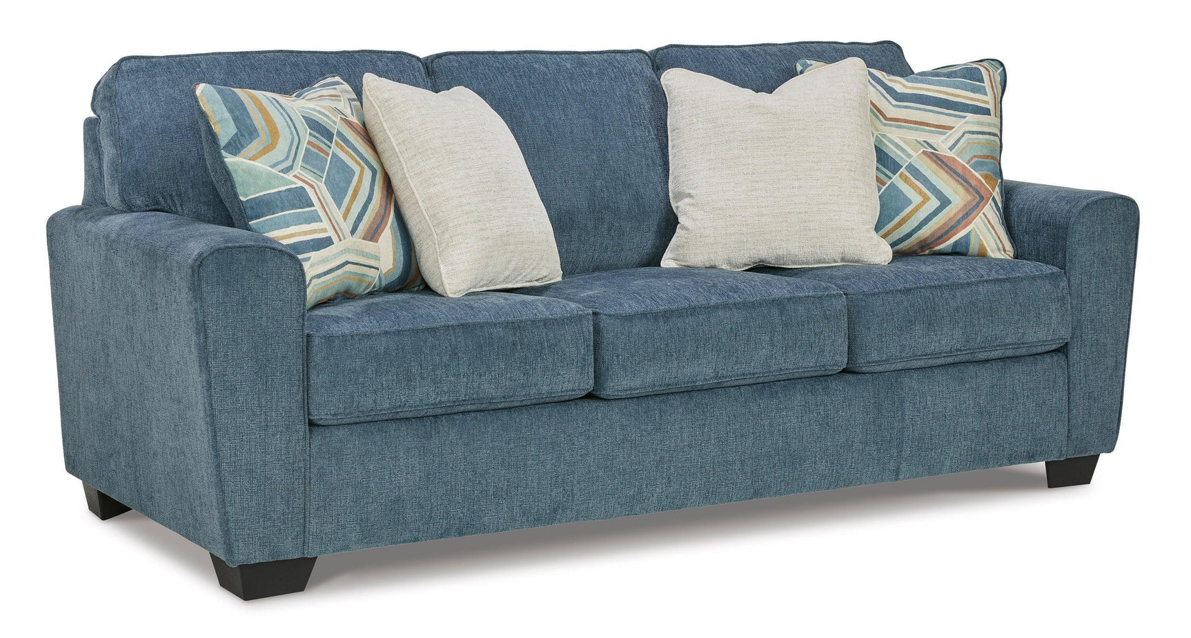 Blue Modern Contemporary Faux Wood Fabric Polyester Upholstered Queen Sofa Sleeper - Ella Furniture