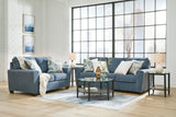 Ashley Blue Modern Contemporary Solid Wood Fabric Upholstered Sofa & Loveseat - Ella Furniture