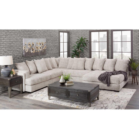 Sand Gray Modern Contemporary Solid Wood Neutral Fabric Upholstered Oversized Sectional - Ella Furniture