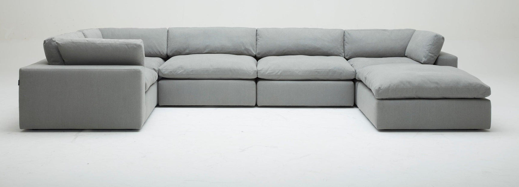Xl Cloud Gray Sectional + Ottoman Set - Ella Furniture