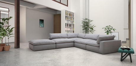 Xl Cloud Gray Sectional + Ottoman Set - Ella Furniture