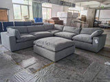 Xl Cloud Gray Sectional + Ottoman Set - Ella Furniture