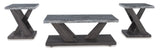 Brown/Gray Modern Contemporary Solid Wood Marble Top Rectangle Occasional Table Set - Ella Furniture