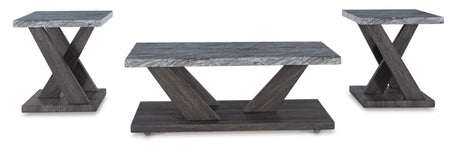 Brown/Gray Modern Contemporary Solid Wood Marble Top Rectangle Occasional Table Set - Ella Furniture