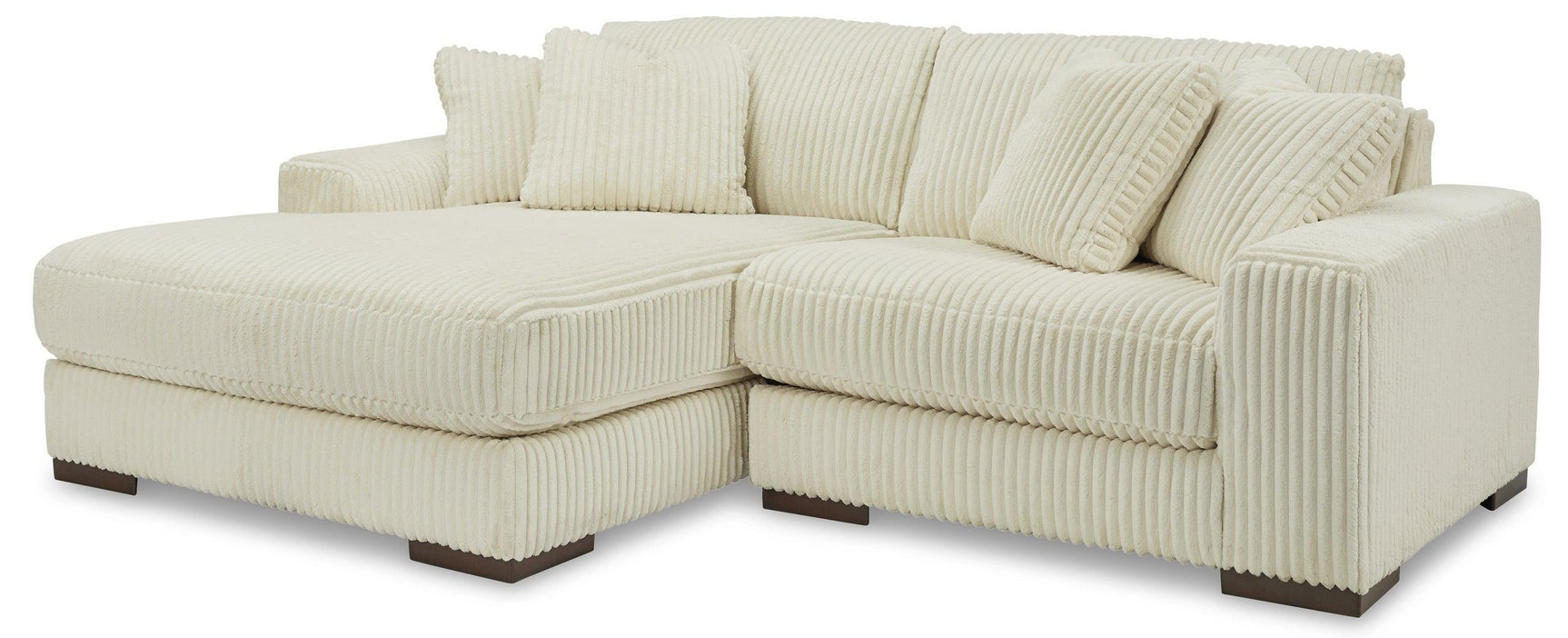 Ivory Modern Contemporary Solid Wood Fabric Upholstered 2Pc Sectional Laf Chaise - Ella Furniture