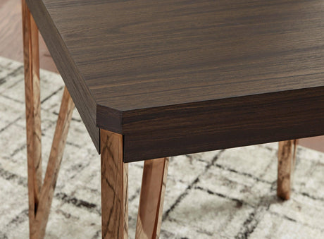 Brown/Champagne Modern Contemporary Solid Wood Metal Rectangular Occasional Table Set - Ella Furniture