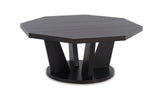 Dark Brown Modern Contemporary Mango Wood Veneer Octagonal Trapezoid Cocktail Table - Ella Furniture