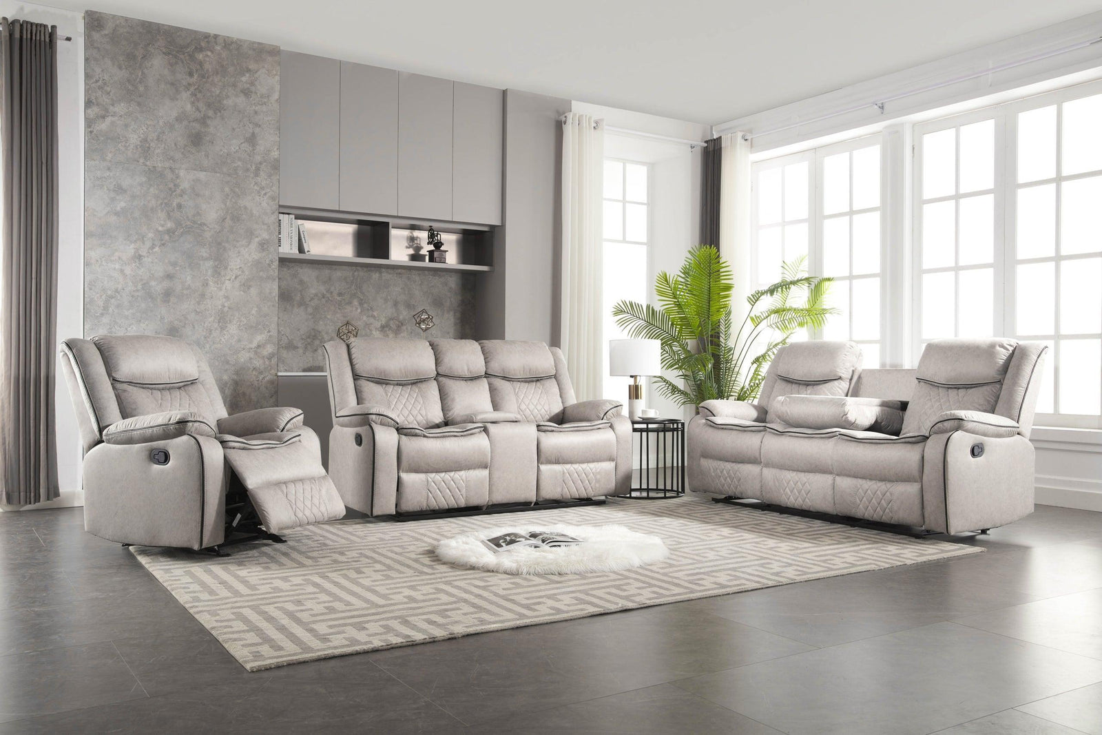 Weston Stone - 3Pc Reclining Living Room Set - Ella Furniture