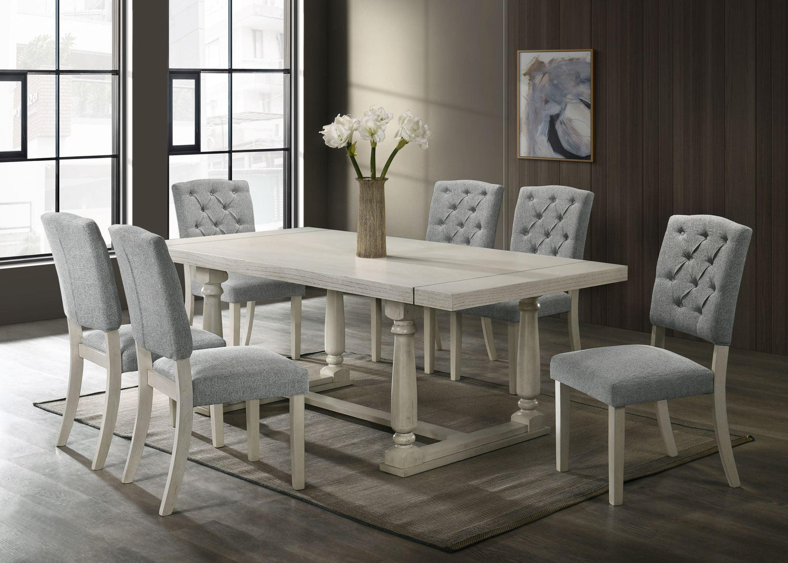 Henderson Antique White Dining Table + 6 Chair Set - Ella Furniture