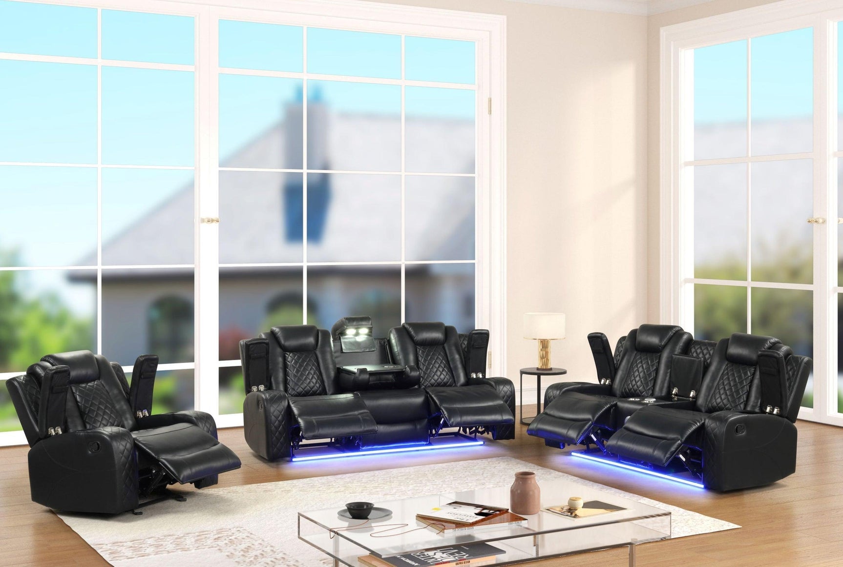 Luz Black - 3Pc Reclining Set - Ella Furniture