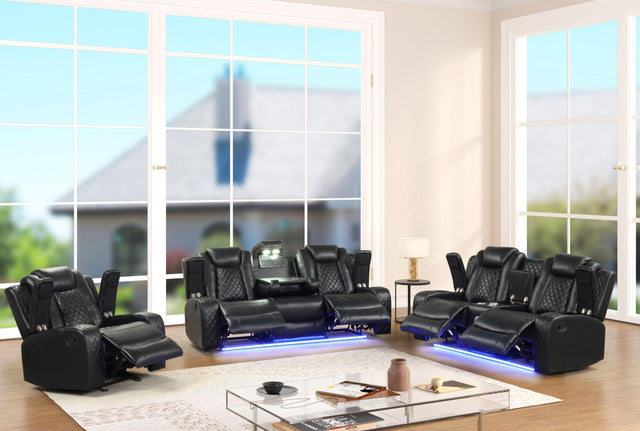 Luz Black - 3Pc Reclining Set - Ella Furniture