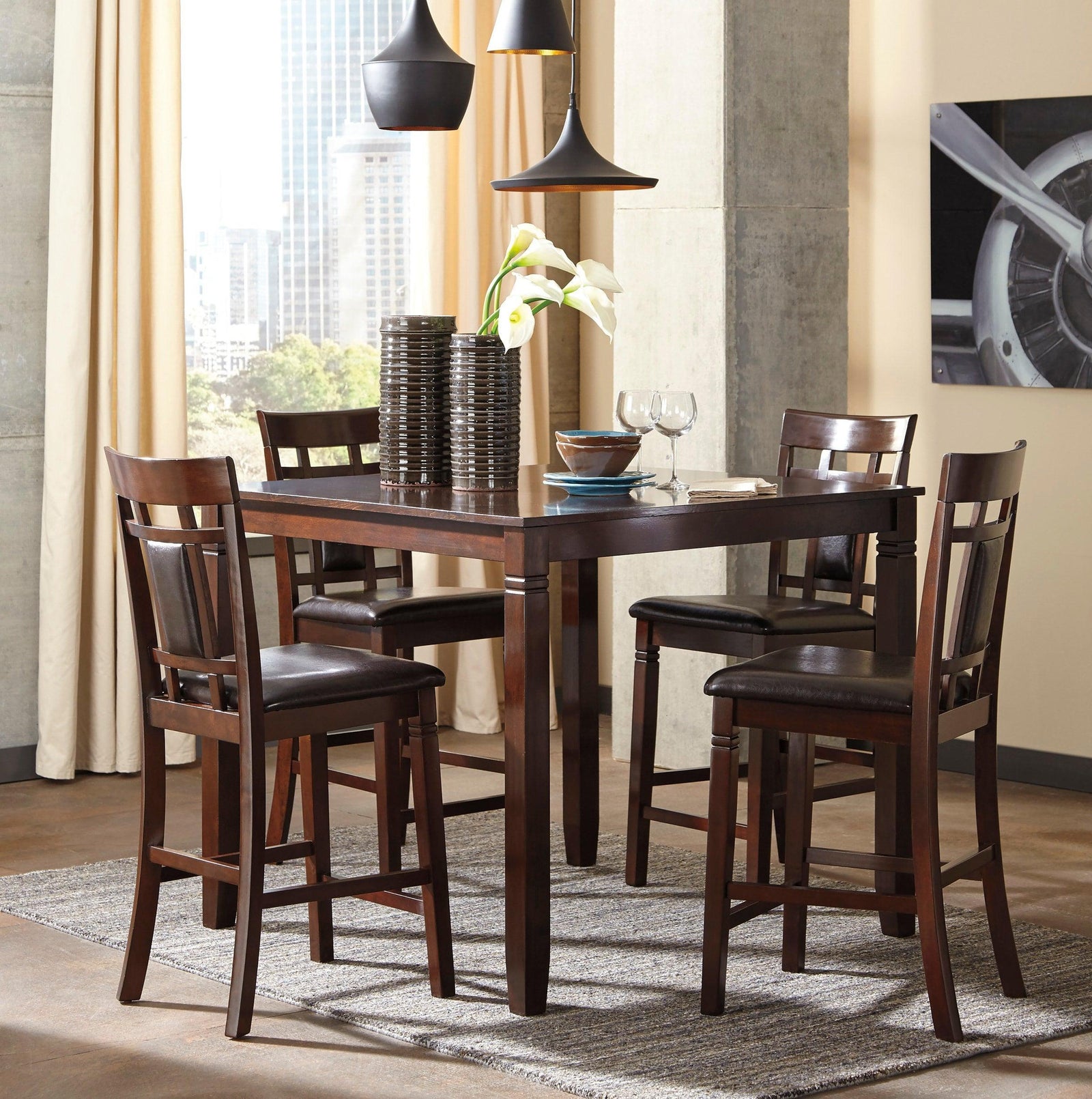 D1010 Cappuccino Counter Height Dining Set - Ella Furniture