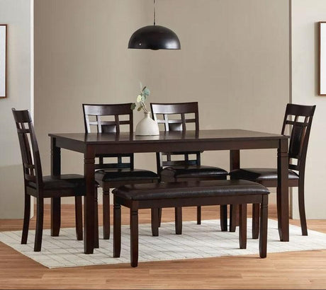 D1015 - Dining Table + 4 Chair + Bench Set - Ella Furniture