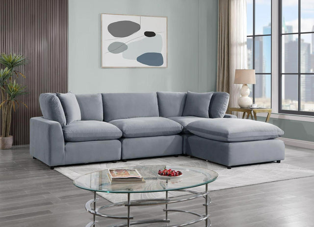 Sky Grey Velvet Modular Sectional - Ella Furniture