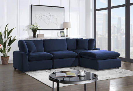 Sky Navy Velvet Modular Sectional - Ella Furniture