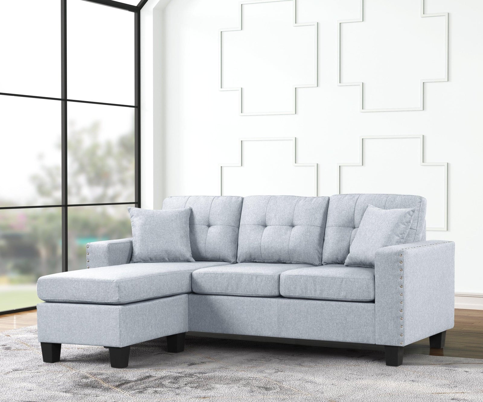 Cris Light Gray - Reversible Sectional - Ella Furniture