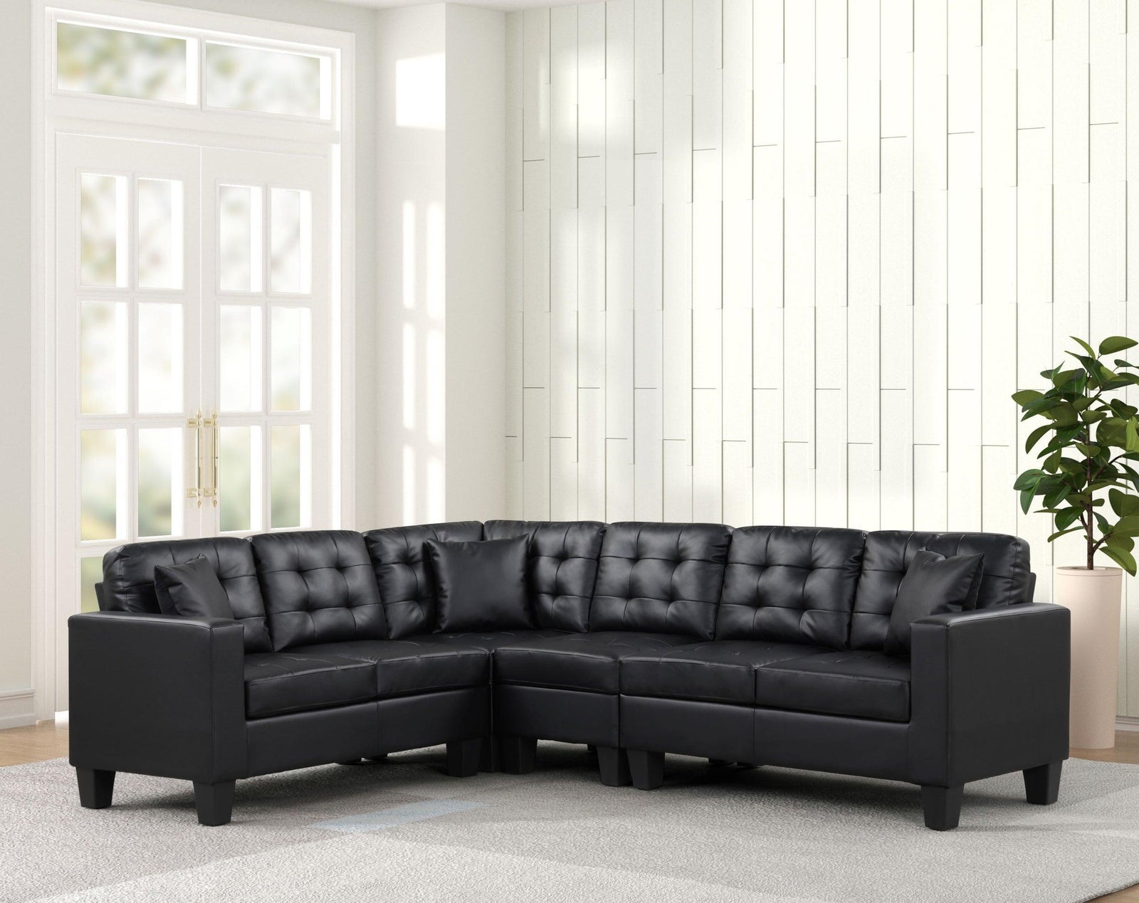 Logan Pu Black - Sectional - Ella Furniture