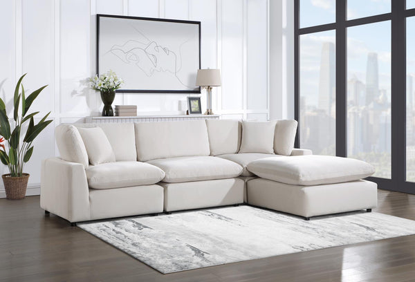 Sky Cream Velvet Modular Sectional - Ella Furniture