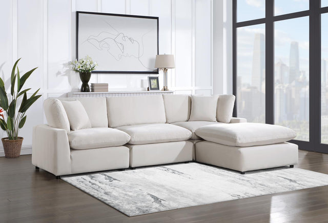 Sky Cream Velvet Modular Sectional - Ella Furniture