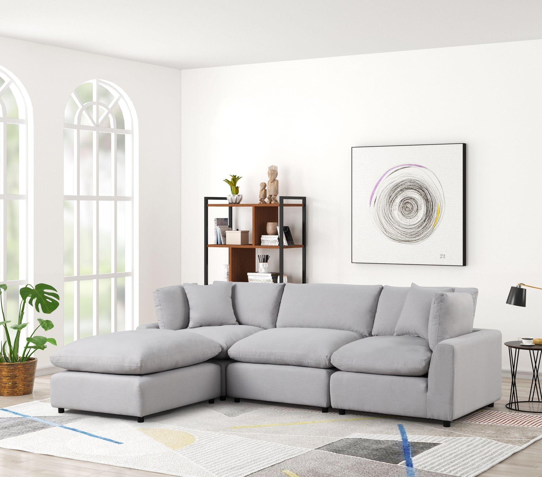 Sky Gray Linen Modular Sectional - Ella Furniture