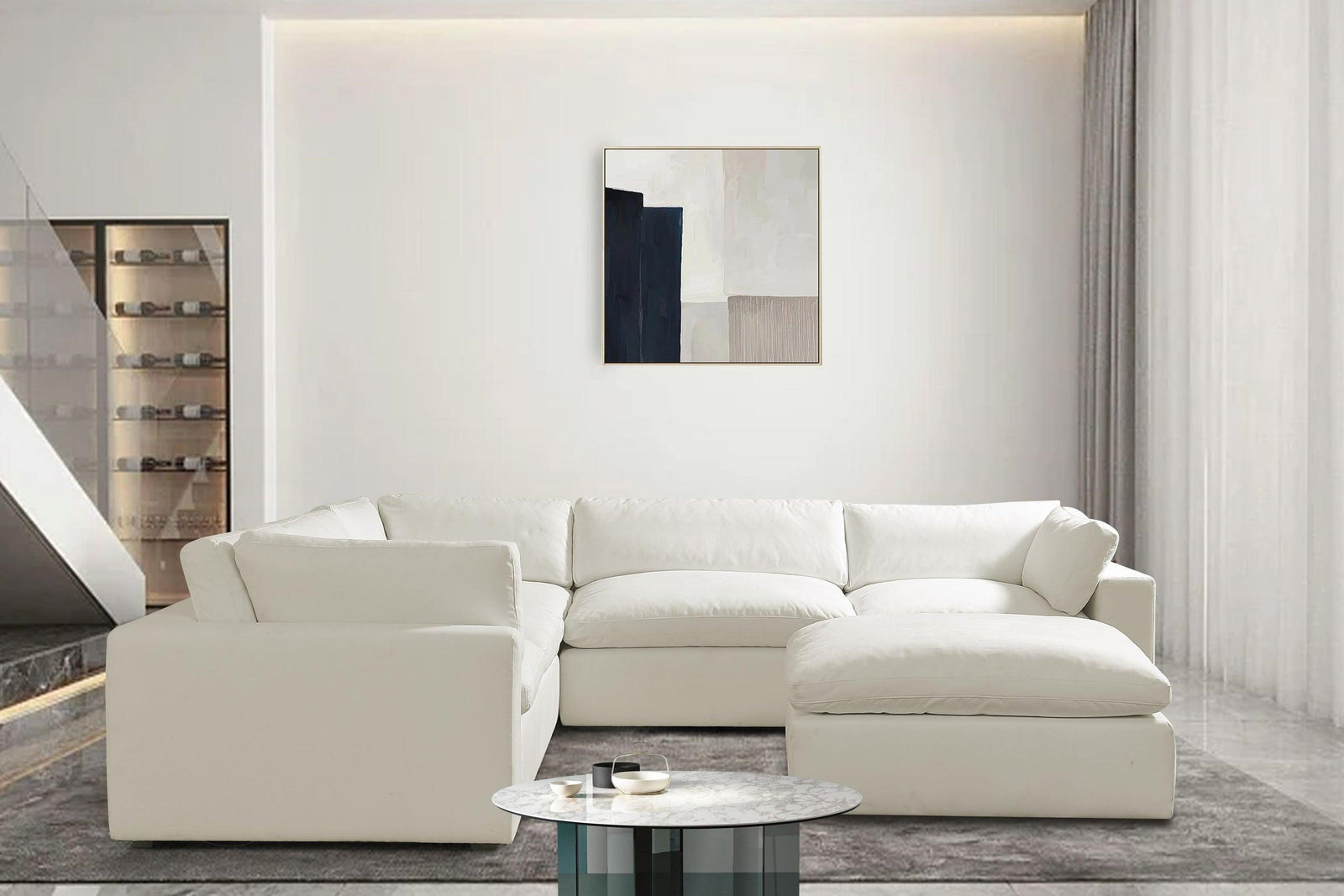 Xl Cloud Sand Sectional + Ottoman Set - Ella Furniture