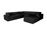 Xl Cloud Black Sectional + Ottoman Set - Ella Furniture