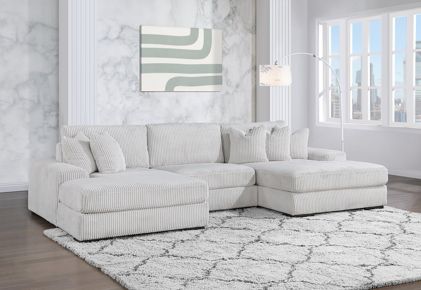 Xl Sunday Beige 3Pc Sectional - Ella Furniture