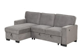 Marcos Grey Sectional Sofa with Pull-Out Bed and Storage Chaise