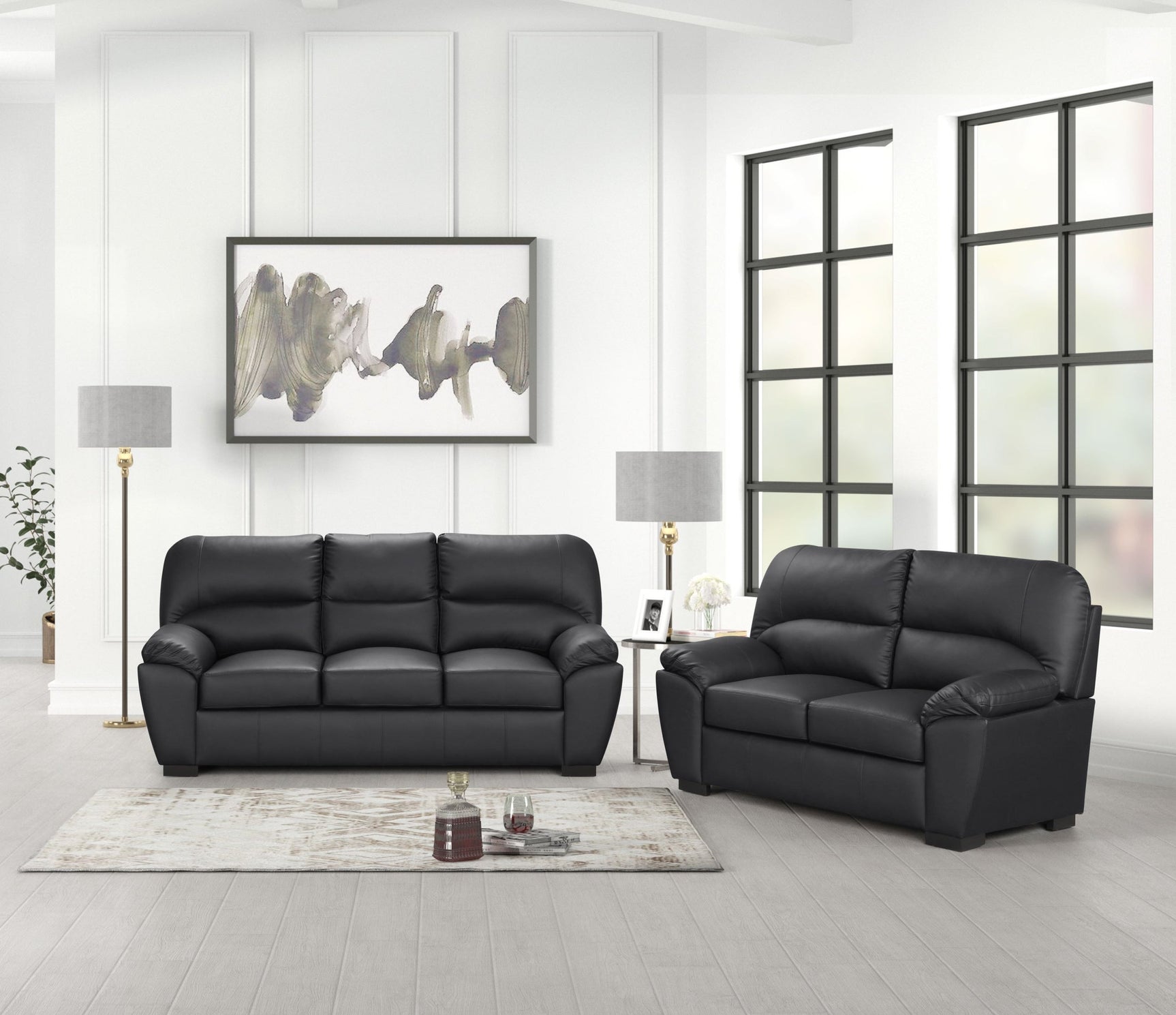 Tiffany Black 3-Piece Living Room Set