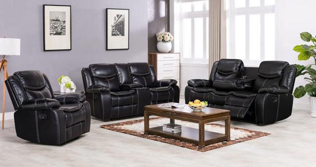 Reno Black - 2Pc Or 3Pc Reclining Set - Ella Furniture