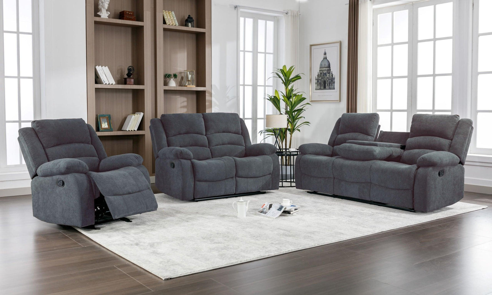 Dynamo2-charcoal 3Pc Reclining Set - Ella Furniture