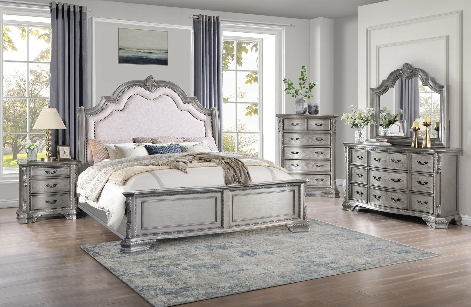 B4010 Gray Upholstered Bedroom Set - Ella Furniture
