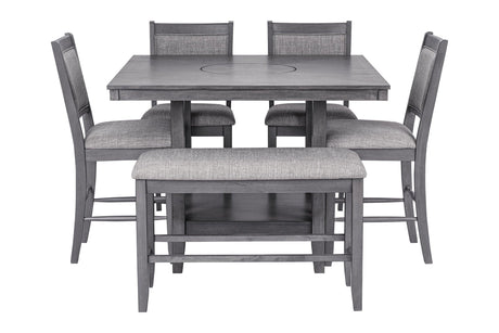 D2300 - Counter Height Table + 4 Chair + Bench Set - Ella Furniture