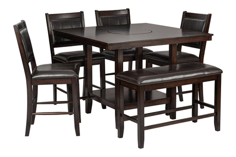 D2320 - Counter Height Table + 4 Chair + Bench Set - Ella Furniture