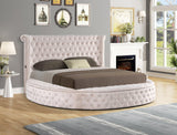 Penthouse Beige Velvet Upholstered Tufted Storage Queen Bed