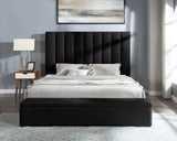 Valencia Black Velvet Upholstered Platform Queen Bed