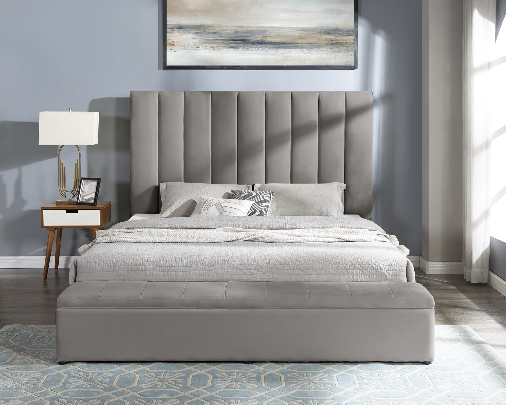 Valencia Gray Platform Queen Bed
